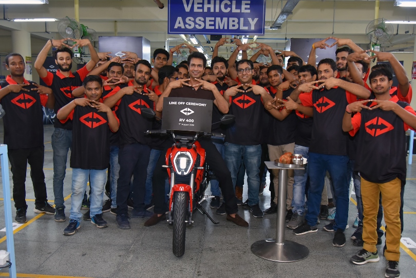 Revolt Intellicorp rolls out the first RV 400 from its Manesar Plant