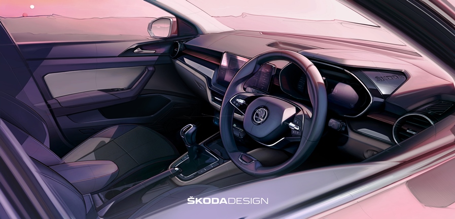 SKODA releases interior sketches of SKODA SLAVIA