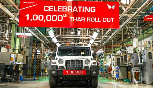 Mahindra marks the production milestone of 100,000 units of the All-New Thar